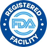 Blue seller roundel reading Registered FDA Facility