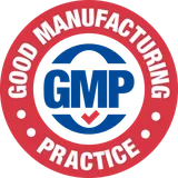 Red seller roundel reading Good Manufacturing Practice around a GMP mark
