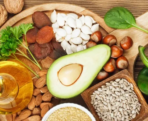 Nuts, seeds, avocado and leafy greens